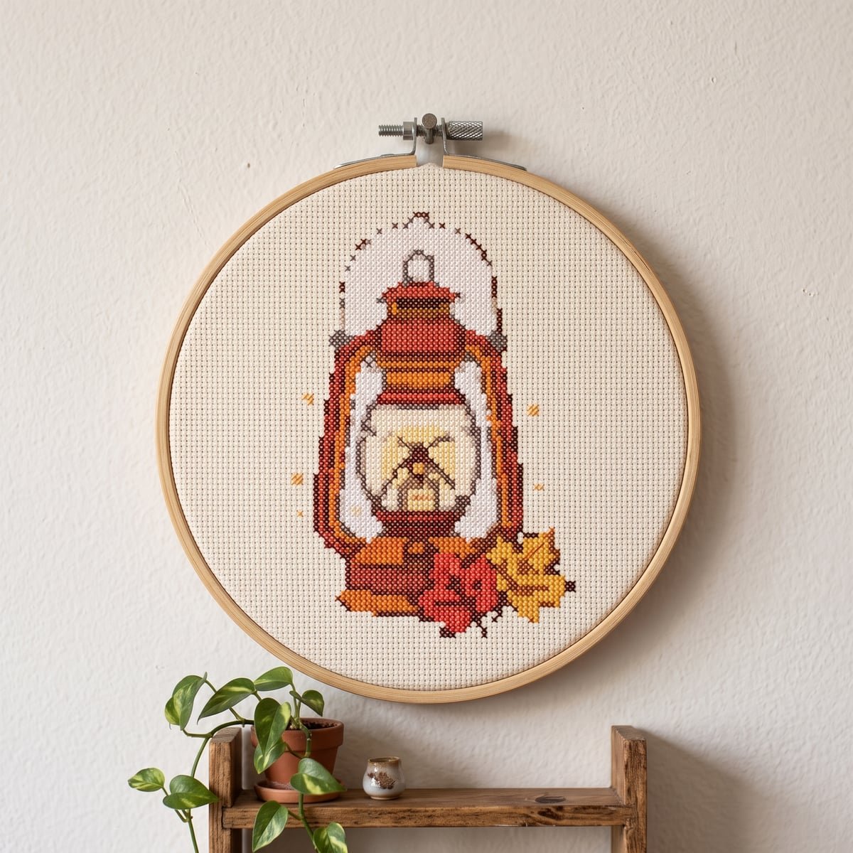 Autumn Lantern Cross Stitch Pattern PDF - Free Download, DMC Chart for Embroidery, Hoop Art & Gifts