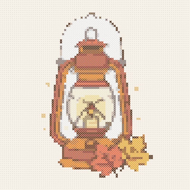Autumn Lantern cross-stitch pattern