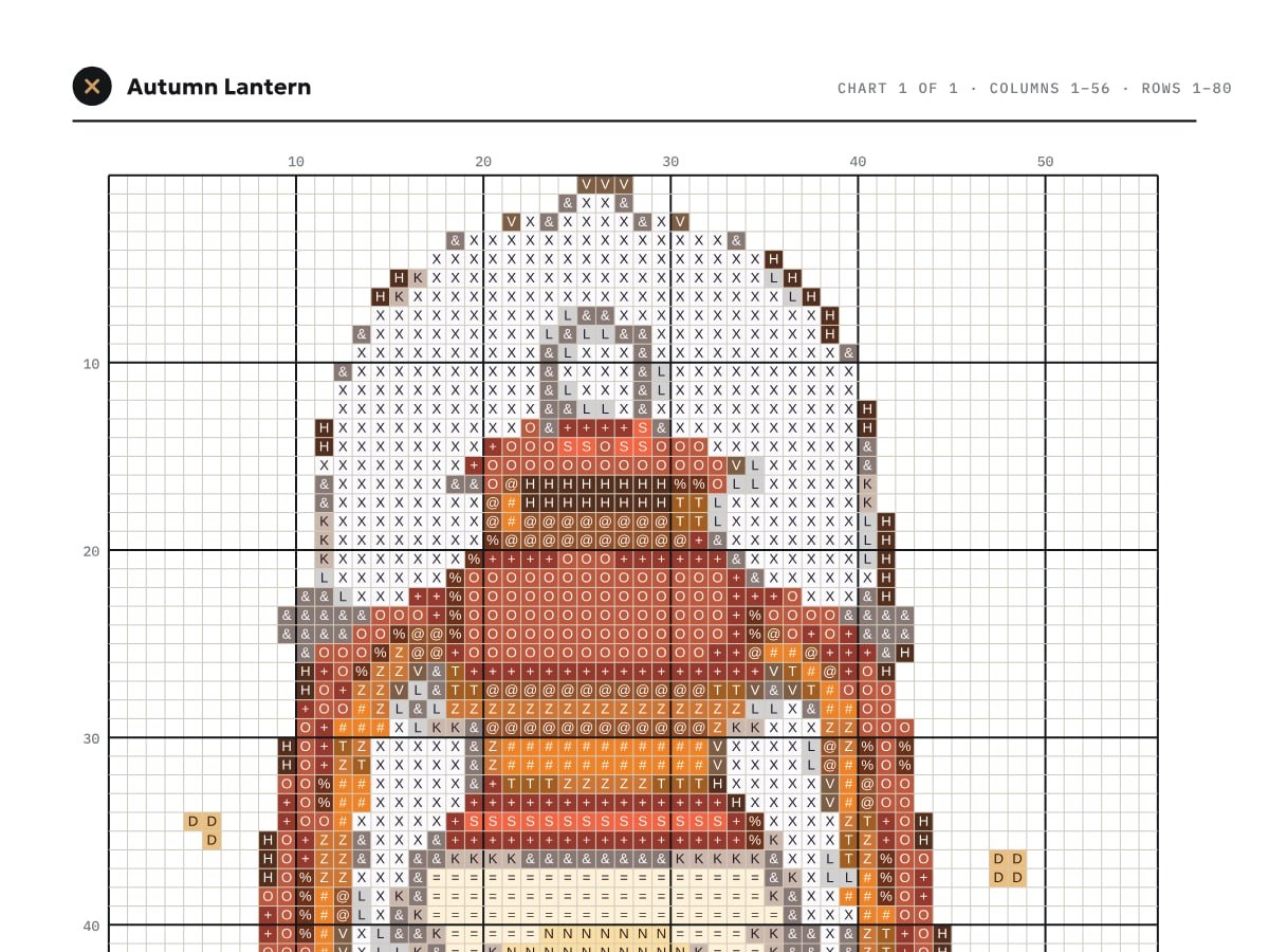 Inside the PDF: Autumn Lantern chart page