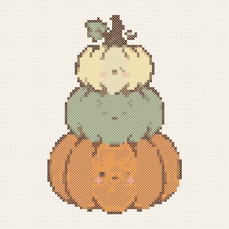 Pumpkin Stack cross-stitch pattern
